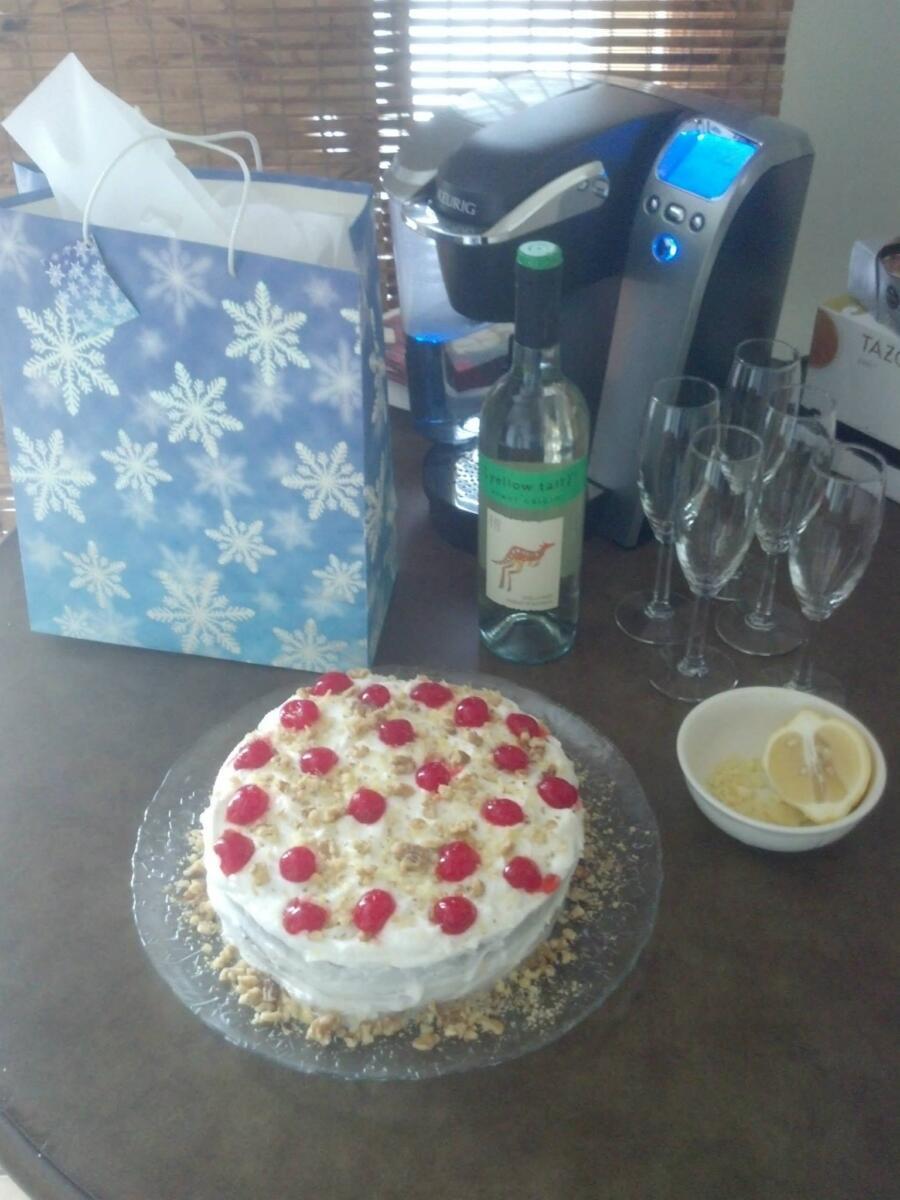 Cherry walnut cake